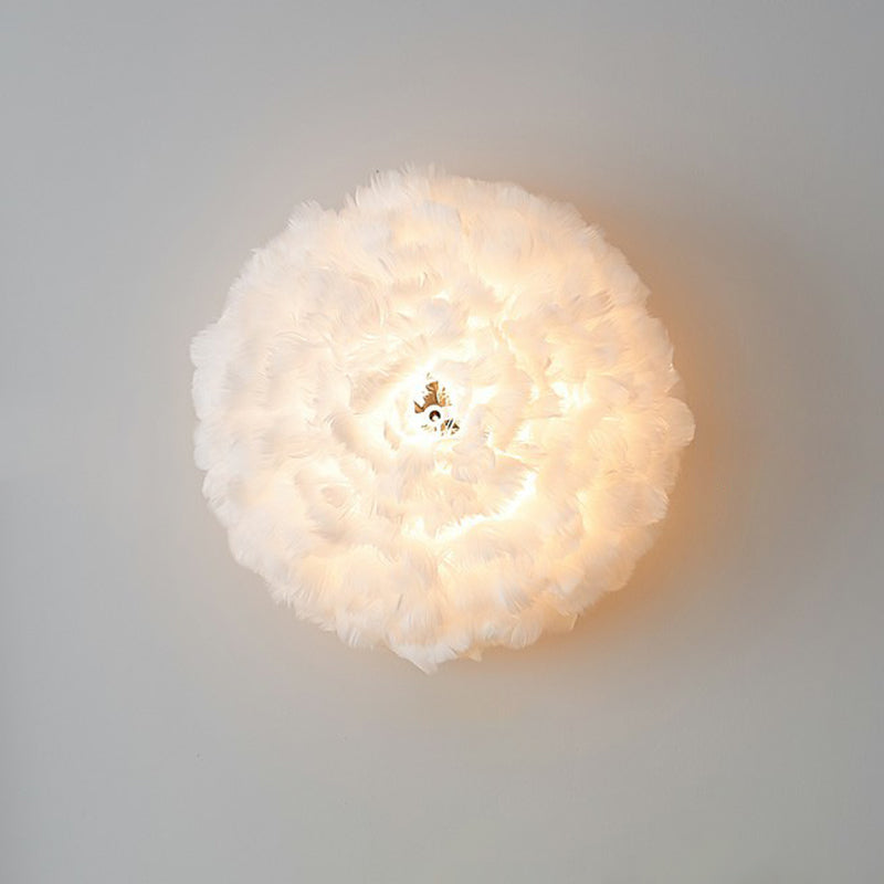 Feather Wall Sconce: Stylish And Simplistic Single-Bulb Light For Girls Bedroom