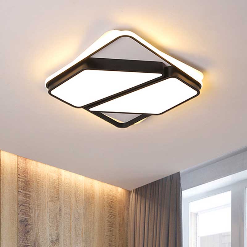Modern Metallic Black & White Splicing-Block Led Flush Ceiling Light - 16’/19.5’/35.5