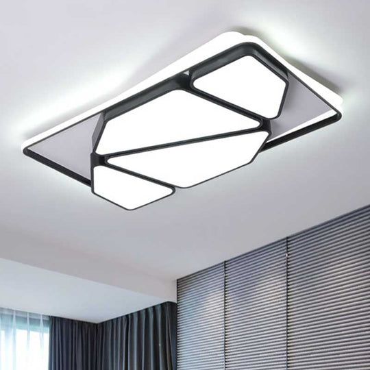 Modern Metallic Black & White Splicing-Block Led Flush Ceiling Light - 16’/19.5’/35.5