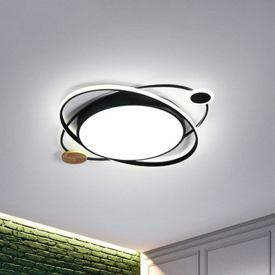 Macaron Led Orbit Flush Mount Lighting For Kids Bedroom Ceiling - Metallic Color