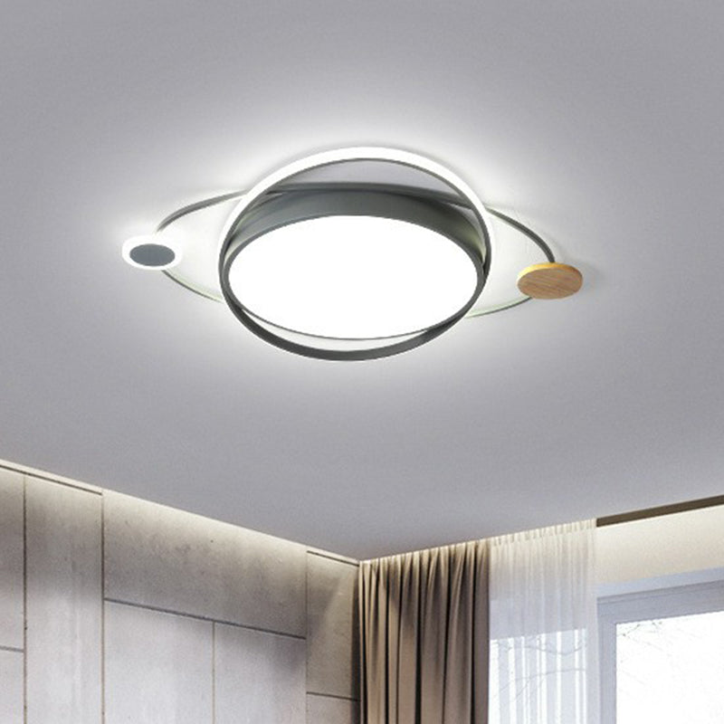 Macaron Led Orbit Flush Mount Lighting For Kids Bedroom Ceiling - Metallic Color Grey / Small Warm