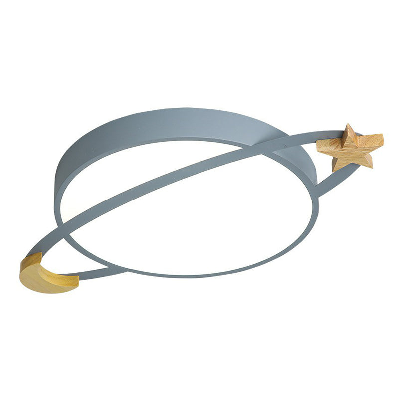 Nordic Flush Light With Celestial Wooden Accents - Perfect For Bedrooms