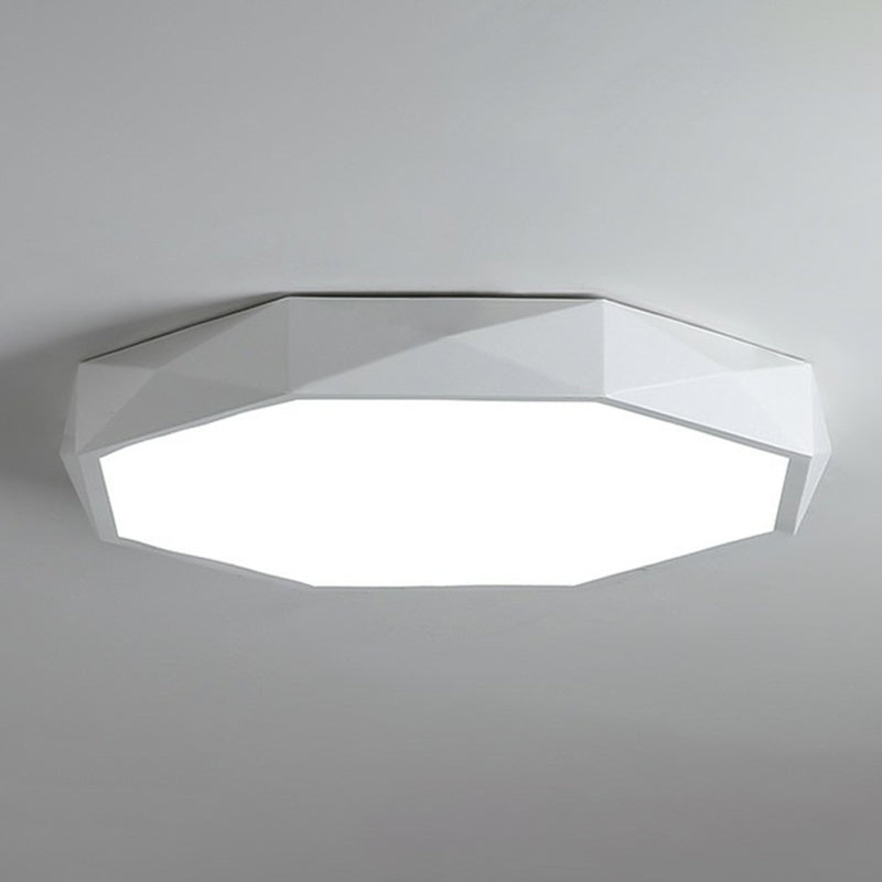 Sleek Octagonal Metallic Led Flush Mount Ceiling Light - Modern Minimalist Design For Your Bedroom