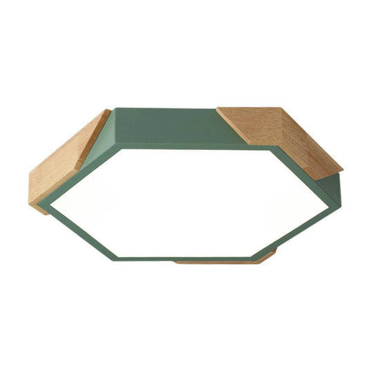 Nordic Style Led Acrylic Hexagon Flush Mount Ceiling Light For Bedroom
