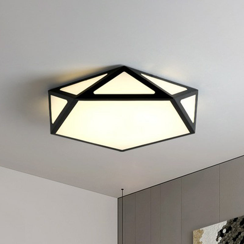 Modern Nordic Pentagon Led Flush Mount Light Fixture For Bedrooms Black / White