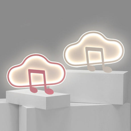 Macaron Led Flush Ceiling Light With Cloud And Musical Note Design