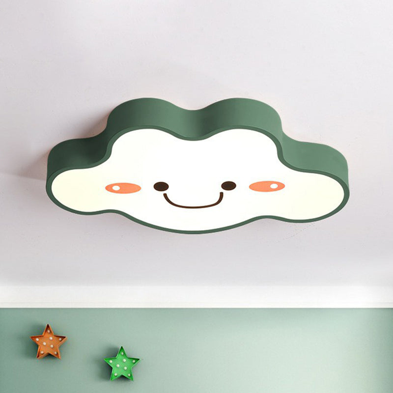 Smiling Cloud Led Flush Mount Ceiling Light - Frosted Acrylic Bedroom Lighting Fixture For Kids