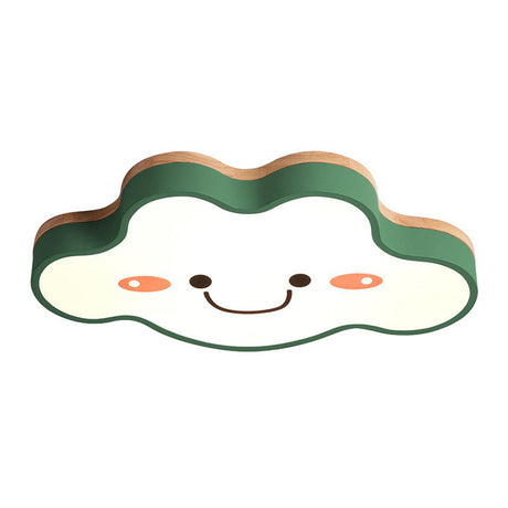 Smiling Cloud Led Flush Mount Ceiling Light - Frosted Acrylic Bedroom Lighting Fixture For Kids