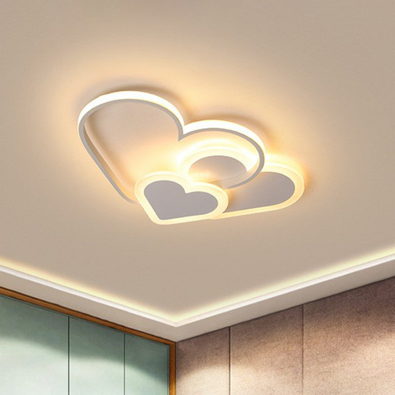 Macaron Heart Led Flush Ceiling Light: Kindergarten Light Fixture White / Small Warm