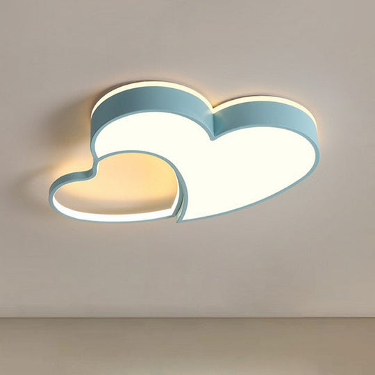 Heart Led Flush Mount Lighting For Kids Bedrooms - Simplistic And Stylish Blue / Small Warm