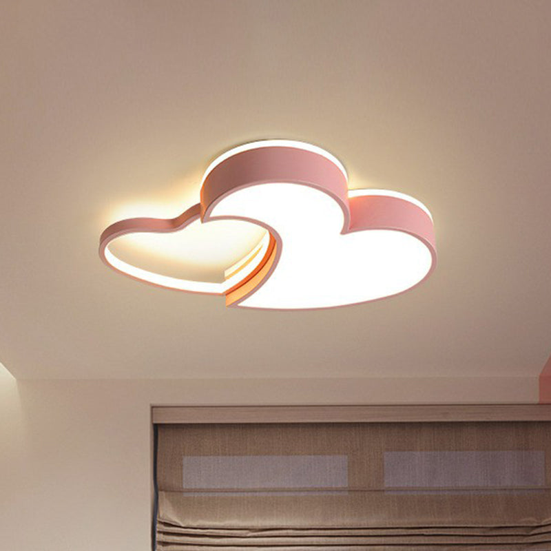 Heart Led Flush Mount Lighting For Kids Bedrooms - Simplistic And Stylish Pink / Small White
