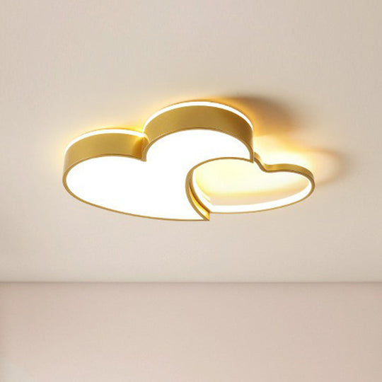 Heart Led Flush Mount Lighting For Kids Bedrooms - Simplistic And Stylish Gold / Small White