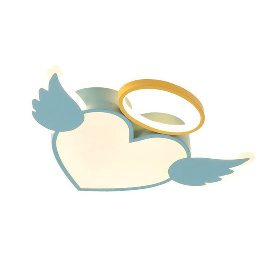 Heart Angel Led Flush Mount Ceiling Light For Kids’ Minimalist Acrylic Bedroom
