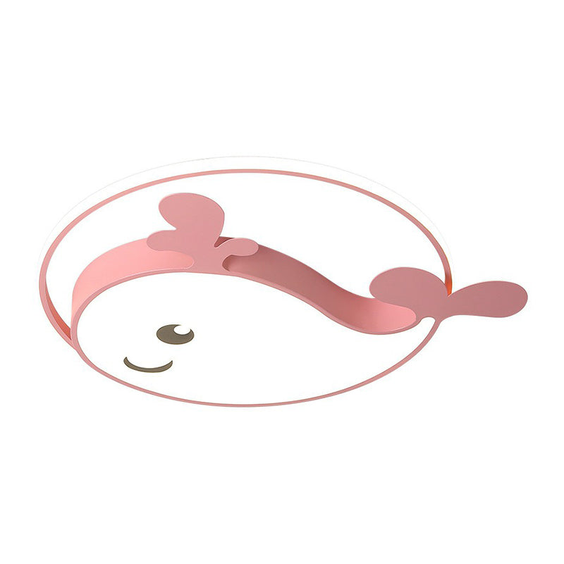 Dolphin - Shaped Led Flush Ceiling Light For Kids’ Bedroom In Metallic Finish