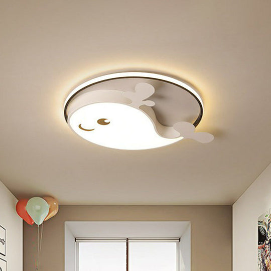 Dolphin - Shaped Led Flush Ceiling Light For Kids’ Bedroom In Metallic Finish