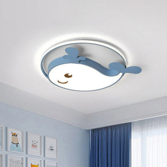 Dolphin - Shaped Led Flush Ceiling Light For Kids’ Bedroom In Metallic Finish