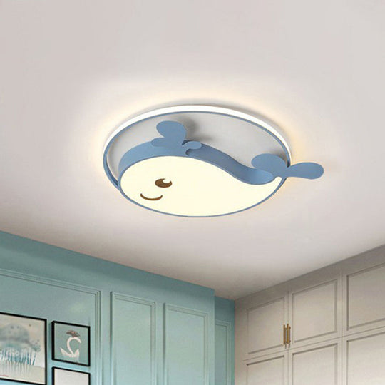 Dolphin - Shaped Led Flush Ceiling Light For Kids’ Bedroom In Metallic Finish