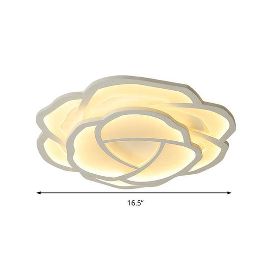 Led Acrylic Shaded Rose Flush Mount Ceiling Lamp - Simplicity Bedroom Light (16’/20.5’) In
