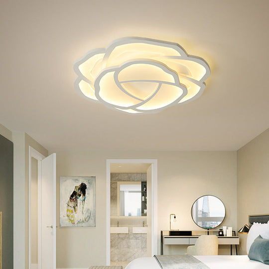 Led Acrylic Shaded Rose Flush Mount Ceiling Lamp - Simplicity Bedroom Light (16’/20.5’) In