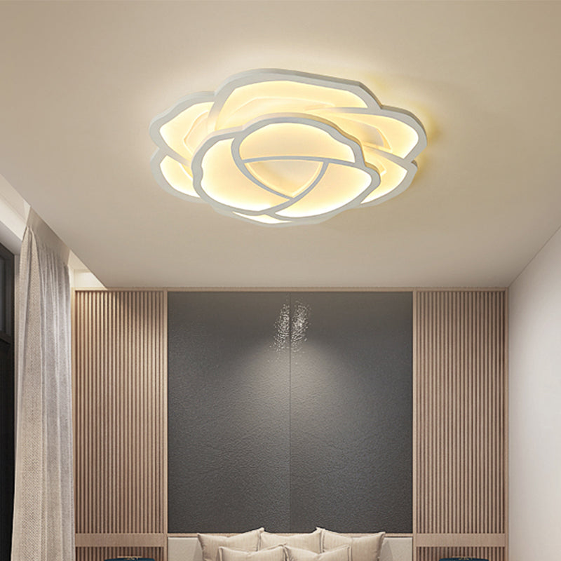 Led Acrylic Shaded Rose Flush Mount Ceiling Lamp - Simplicity Bedroom Light (16’/20.5’) In