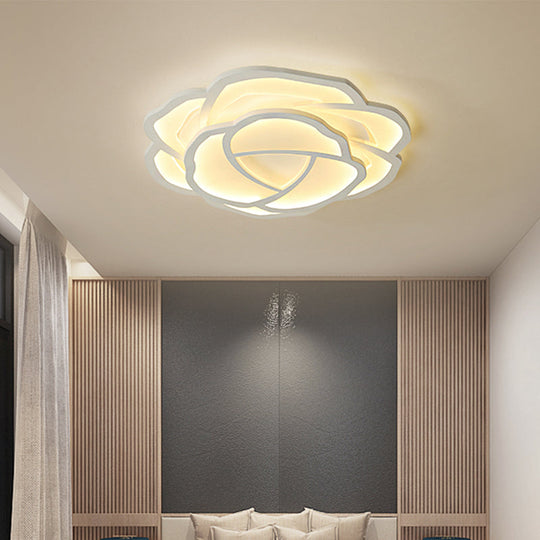 Led Acrylic Shaded Rose Flush Mount Ceiling Lamp - Simplicity Bedroom Light (16’/20.5’) In