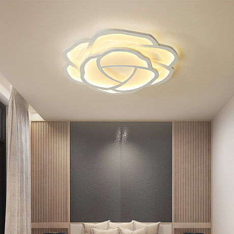 Led Acrylic Shaded Rose Flush Mount Ceiling Lamp - Simplicity Bedroom Light (16/20.5) In Warm/White