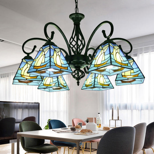 Stained Glass Chandelier Pendant For Traditional Dining Rooms 6 / Blue
