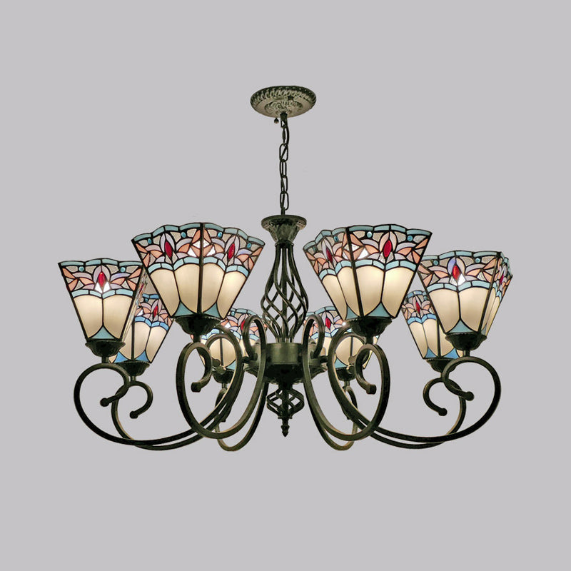 Stained Glass Chandelier Pendant For Traditional Dining Rooms 8 / White