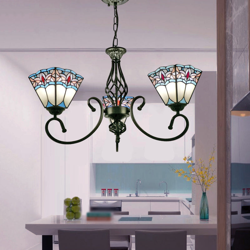 Stained Glass Chandelier Pendant For Traditional Dining Rooms 3 / White