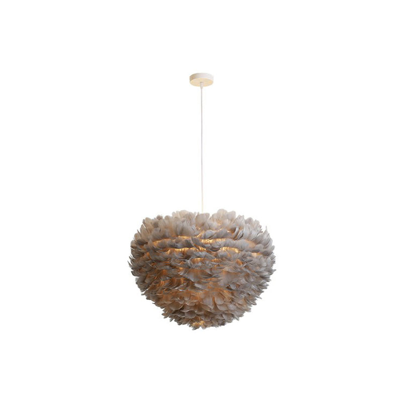 Hemispherical Feather Pendant Light - Modern Living Room Suspension Fixture Grey / 15.5