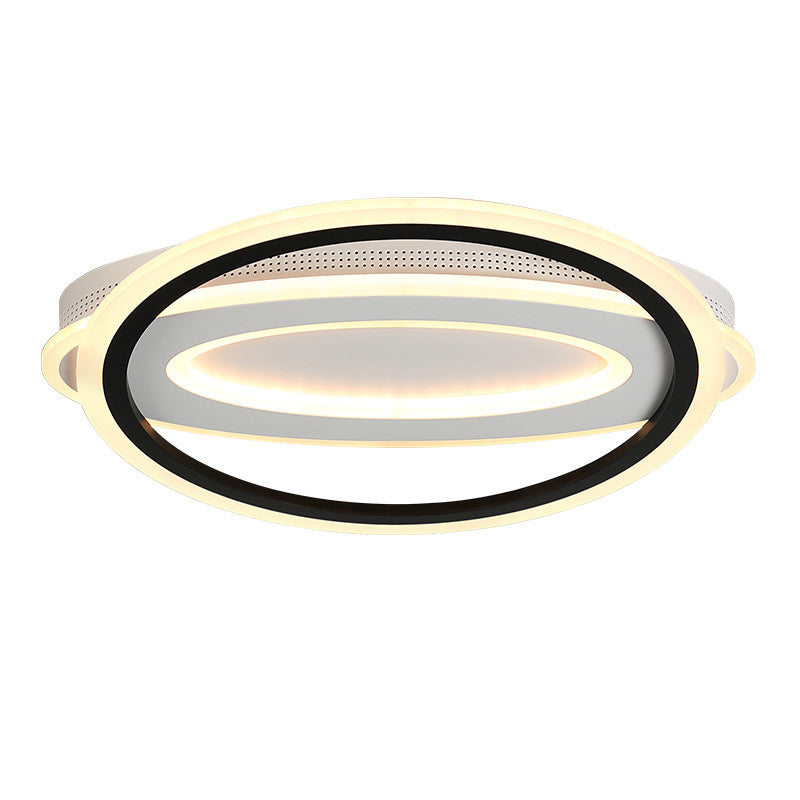 Oval Led Ceiling Flush Mount - 16.5’/19.5’/23.5’ Wide Black & White Acrylic Bedroom Light In