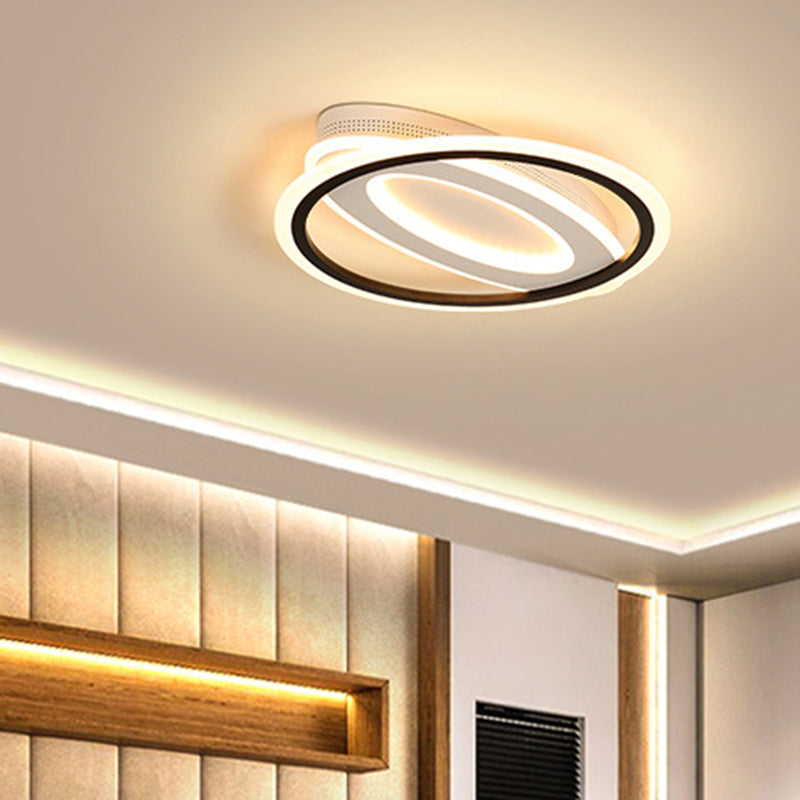 Oval Led Ceiling Flush Mount - 16.5/19.5/23.5 Wide Black & White Acrylic Bedroom Light In