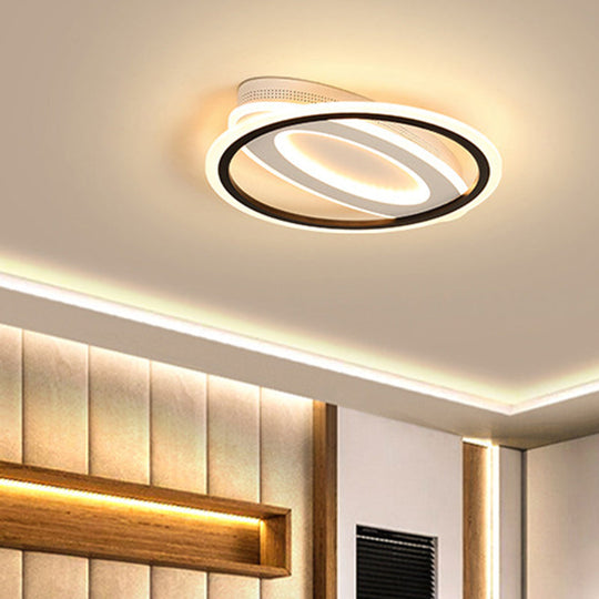 Oval Led Ceiling Flush Mount - 16.5/19.5/23.5 Wide Black & White Acrylic Bedroom Light In