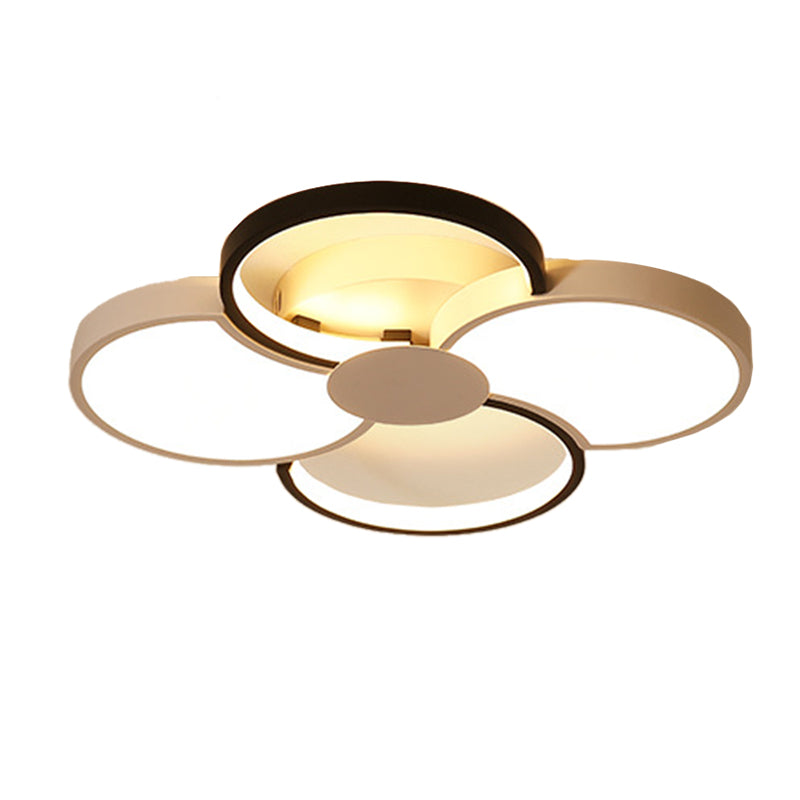 Black And White Led Flower Ceiling Light With Acrylic Shade In 3 Options 16.5’-23.5’ Wide For