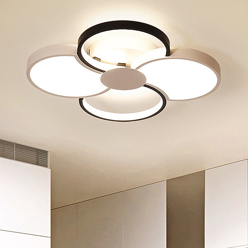 Black And White Led Flower Ceiling Light With Acrylic Shade In 3 Options 16.5’-23.5’ Wide For