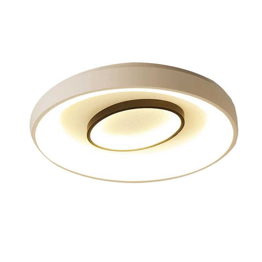 Nordic Led Flush Mount Ceiling Lamp - 16/19.5 Dia Acrylic Shade White Round Design Warm/White Light
