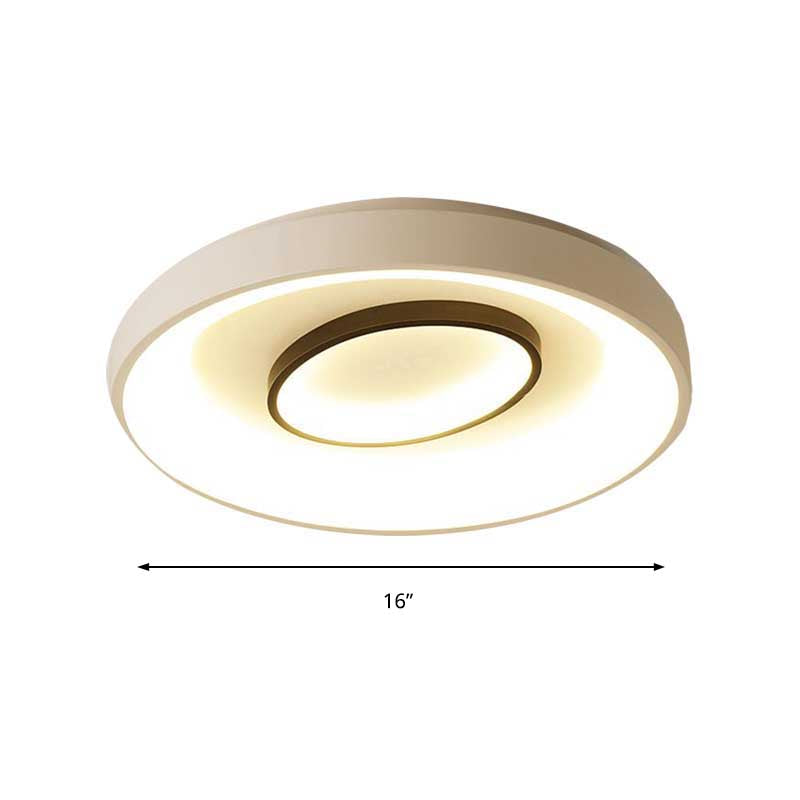 Nordic Led Flush Mount Ceiling Lamp - 16/19.5 Dia Acrylic Shade White Round Design Warm/White Light