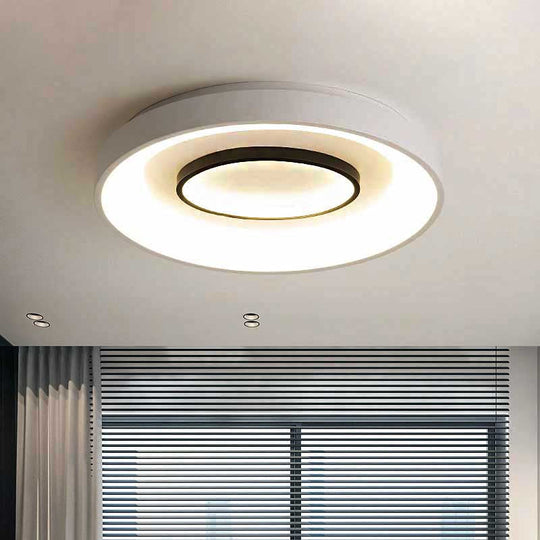 Nordic Led Flush Mount Ceiling Lamp - 16/19.5 Dia Acrylic Shade White Round Design Warm/White Light
