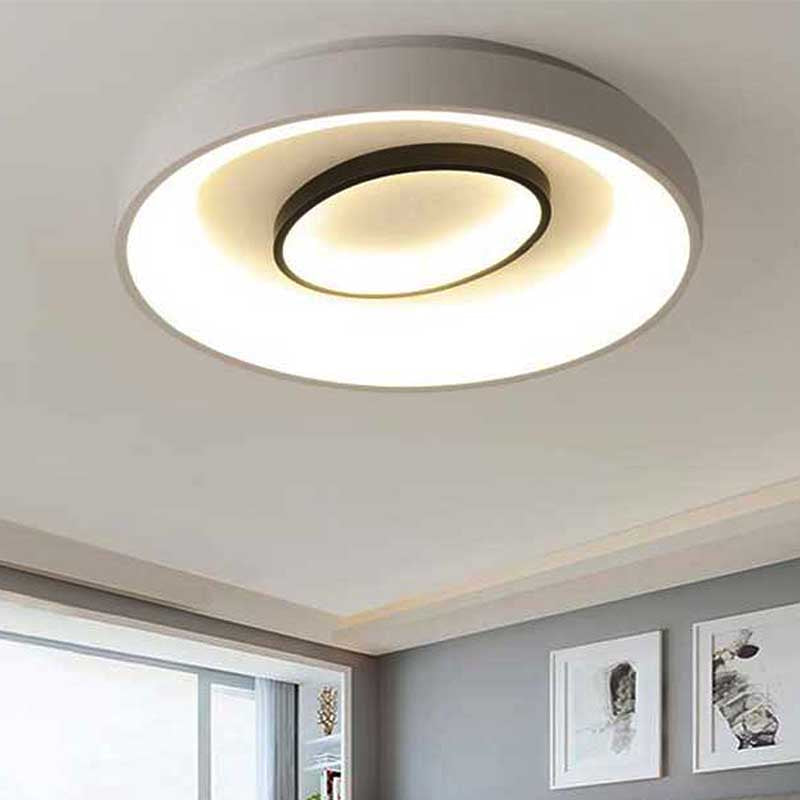 Nordic Led Flush Mount Ceiling Lamp - 16/19.5 Dia Acrylic Shade White Round Design Warm/White Light