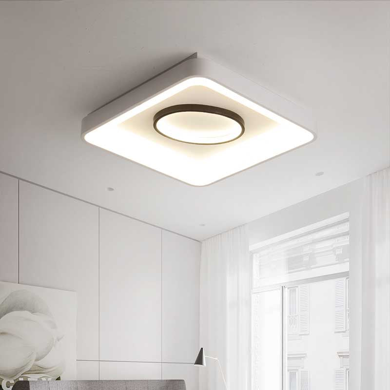 Nordic Metal Led Flush Mount Light - Bedroom Square/Rectangle & Oval Design 16’/19.5’/35.5’