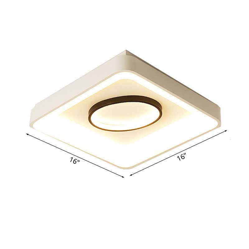 Nordic Metal Led Flush Mount Light - Bedroom Square/Rectangle & Oval Design 16’/19.5’/35.5’