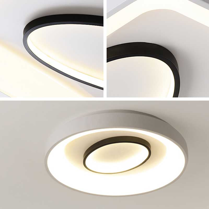 Nordic Metal Led Flush Mount Light - Bedroom Square/Rectangle & Oval Design 16’/19.5’/35.5’