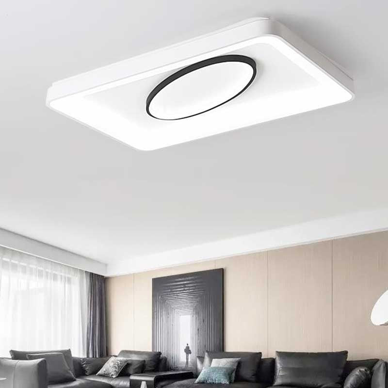 Nordic Metal Led Flush Mount Light - Bedroom Square/Rectangle & Oval Design 16/19.5/35.5 Wide