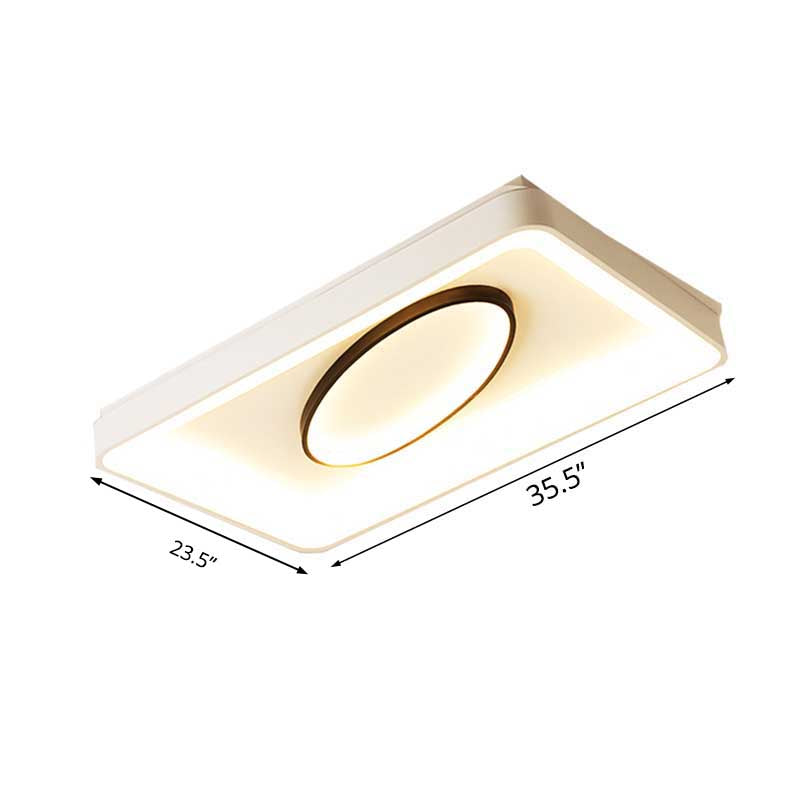 Nordic Metal Led Flush Mount Light - Bedroom Square/Rectangle & Oval Design 16’/19.5’/35.5’
