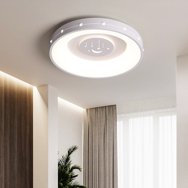 Nordic Led Flush Mount Ceiling Light: 16’/19.5’ Round Curved Design Warm/White Light For Bedroom
