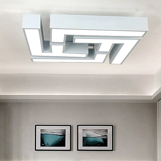 Maze Flush Mount Led Ceiling Lamp - Acrylic Shade White Warm/White Light /