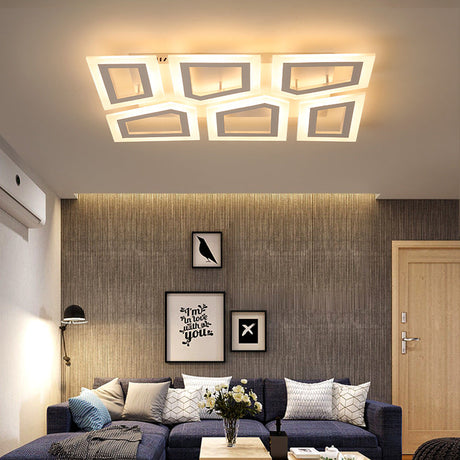 Modern Led Flush Light For Bedroom | Square/Rectangular Splicing Warm/White 16/24.5/37.5 W White /