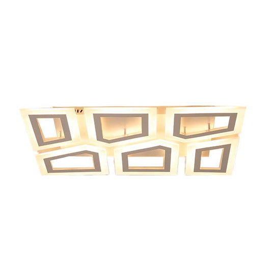 Modern Led Flush Light For Bedroom | Square/Rectangular Splicing Warm/White 16’/24.5’/37.5’ W