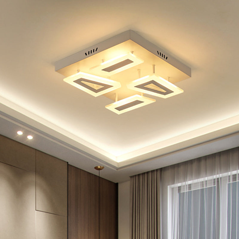 Modern Led Flush Light For Bedroom | Square/Rectangular Splicing Warm/White 16’/24.5’/37.5’ W