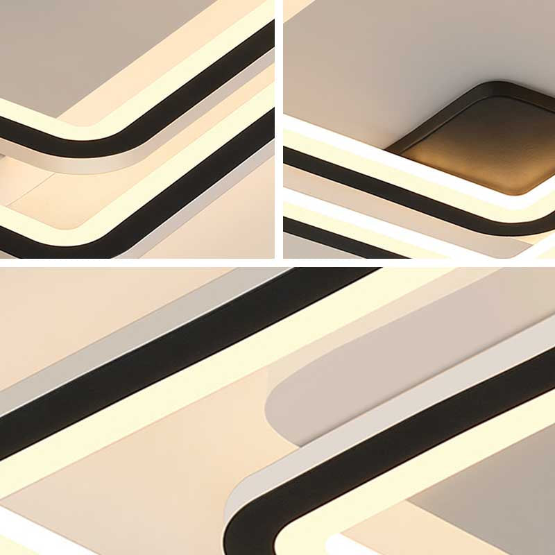 Contemporary Black 2-Tier Led Ceiling Flush Mount - 18’/23’ Wide | Warm/White Light